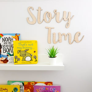 Half Painted Wooden Story Time Wall Lettering