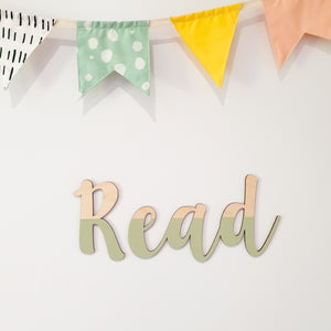 Half Painted Wooden Read Wall Lettering