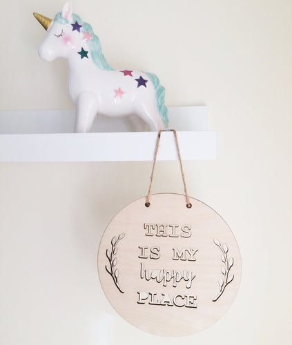 My Happy Place Wooden Wall Hanging