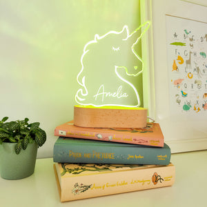 Photograph of unicorn personalised night light by The Crafty Stag