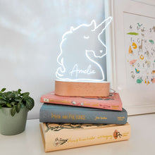 Load image into Gallery viewer, Photograph of personalised night light unicorn by The Crafty Stag
