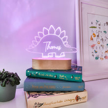 Load image into Gallery viewer, Photograph of personalised dinosaur bedside light by The Crafty Stag