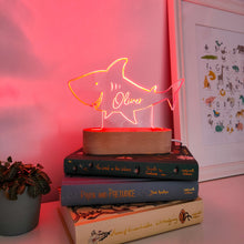 Load image into Gallery viewer, Photograph of personalised night light shark by The Crafty Stag
