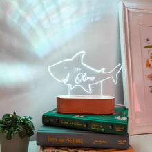 Load image into Gallery viewer, Photograph of personalised boys shark night light by The Crafty Stag
