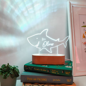 Photograph of personalised boys shark night light by The Crafty Stag