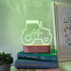 Photograph of tractor night light personalised by The Crafty Stag