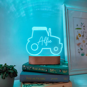 Photograph of personalised night light tractor by The Crafty Stag