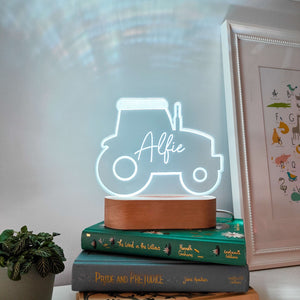 Photograph of night light personalised tractor by The Crafty Stag