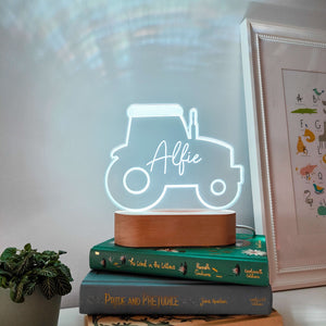 Photograph of personalised tractor night light by The Crafty Stag