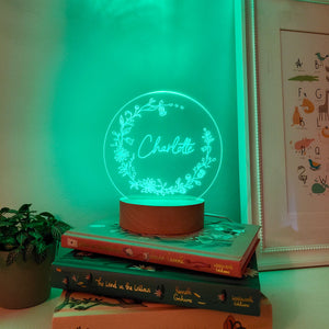 Photograph of personalised night light floral by The Crafty Stag