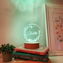 Load image into Gallery viewer, Photograph of personalised floral night light by The Crafty Stag