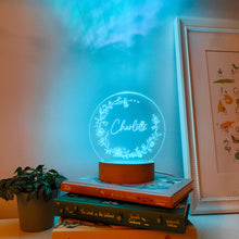 Load image into Gallery viewer, Photograph of personalised floral desk light by The Crafty Stag
