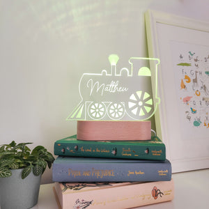 Photograph of personalised kids train night light by The Crafty Stag
