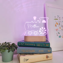 Load image into Gallery viewer, Photograph of personalised night light train design by The Crafty Stag