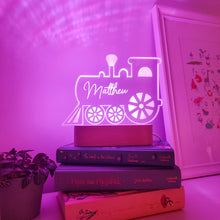 Load image into Gallery viewer, Photograph of personalised child&#39;s train night light by The Crafty Stag
