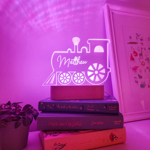 Photograph of personalised child's train night light by The Crafty Stag