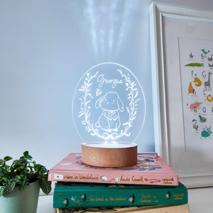 Photograph of personalised bunny night light by The Crafty Stag
