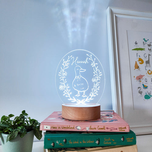 Photograph of personalised duck night light by The Crafty Stag