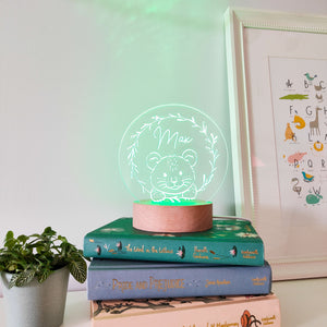 Photograph of personalised night light lion cub by The Crafty Stag