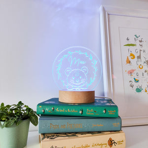 Photograph of personalised lion cub kids night light by The Crafty Stag