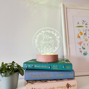 Photograph of personalised children's lion cub night light by The Crafty Stag