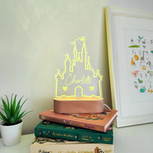 Load image into Gallery viewer, Photograph of personalised princess castle bedroom light by The Crafty Stag
