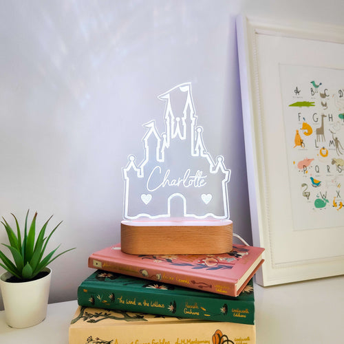 Photograph of personalised princess castle night light by The Crafty Stag