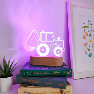 Photograph of personalised digger tractor night light by The Crafty Stag
