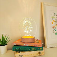 Load image into Gallery viewer, Photograph of personalised horse bedside light by The Crafty Stag
