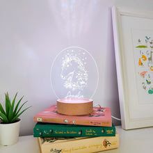 Load image into Gallery viewer, Photograph of personalised floral horse night light by The Crafty Stag