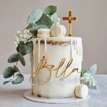 Load image into Gallery viewer, Cake Name Charm and Cross Topper Set