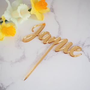 Photograph of name cake topper by The Crafty Stag