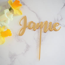 Load image into Gallery viewer, Photograph of personalised name cake topper by The Crafty Stag